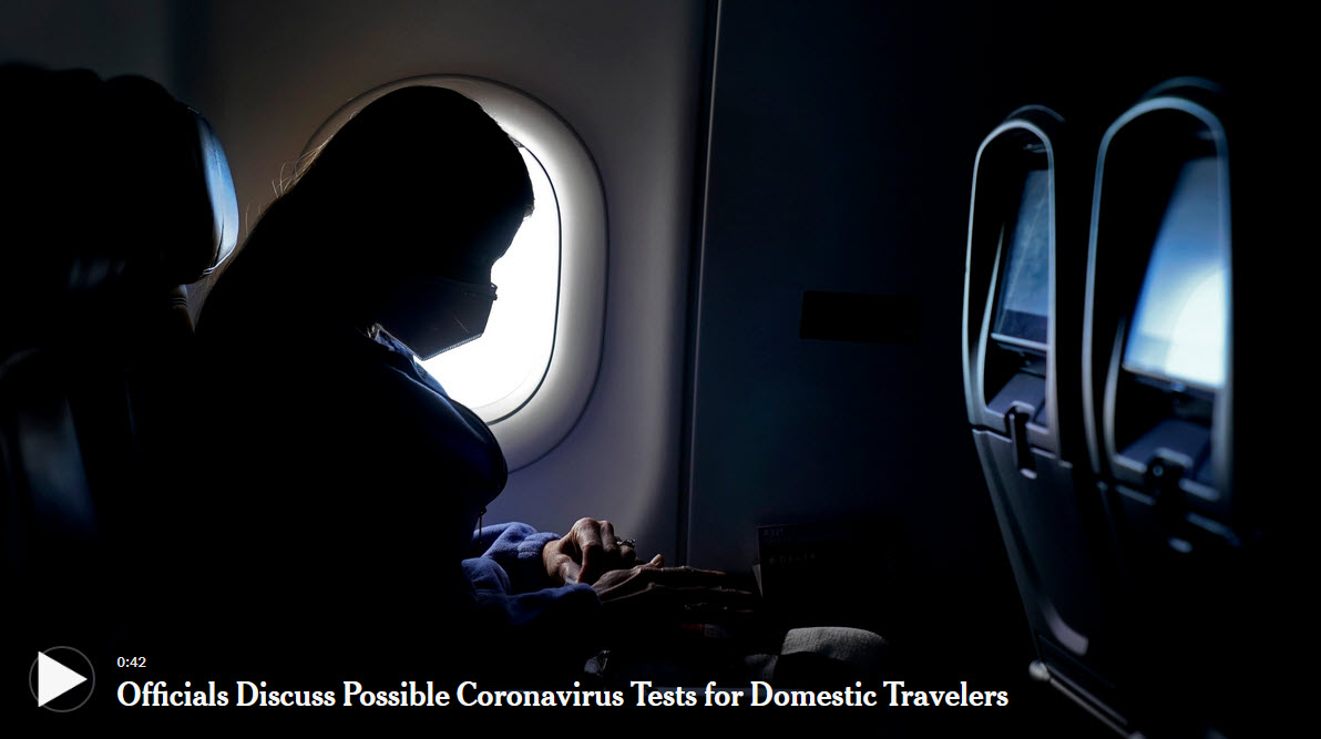 The U.S. mulls requiring domestic air travelers to show a negative virus test